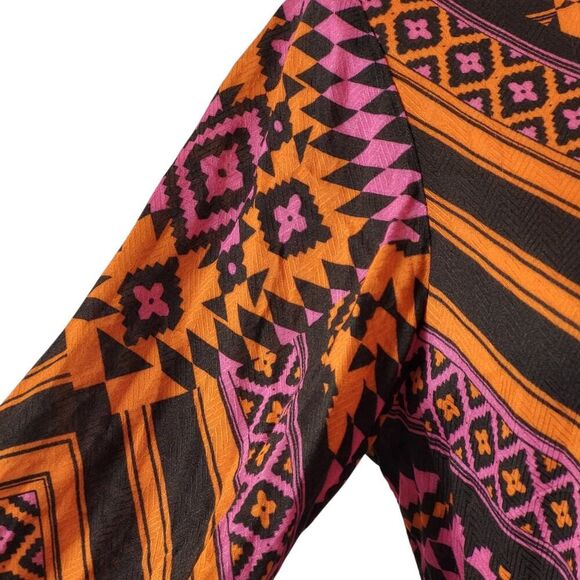 Hale Bob X-Small Multi Color Print All Viscose Blouse Long Sleeves Tie Placard - Picture 10 of 16